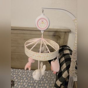 Baby crib mobile pink and white